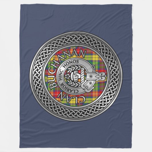 Clan Buchanan Crest & Tartan Knot Fleece Deken (Voorkant)