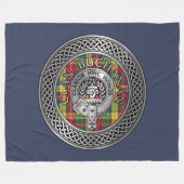 Clan Buchanan Crest & Tartan Knot Fleece Deken (Voorkant (Horizontaal))