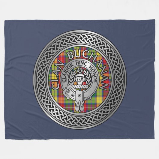 Clan Buchanan Crest & Tartan Knot Fleece Deken (Voorkant (Horizontaal))