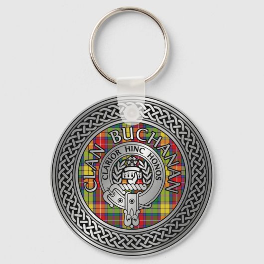 Clan Buchanan Crest & Tartan Knot Sleutelhanger (Voorkant)