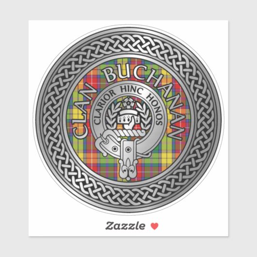 Clan Buchanan Crest & Tartan Knot Sticker (Vel)