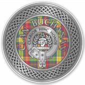 Clan Buchanan Crest & Tartan Knot Sticker (Voorkant)