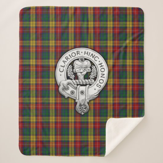 Clan Buchanan Crest & Tartan Sherpa Deken (Voorkant)
