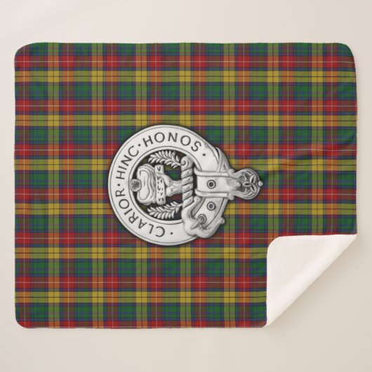 Clan Buchanan Crest & Tartan Sherpa Deken (Voorkant (horizontaal))