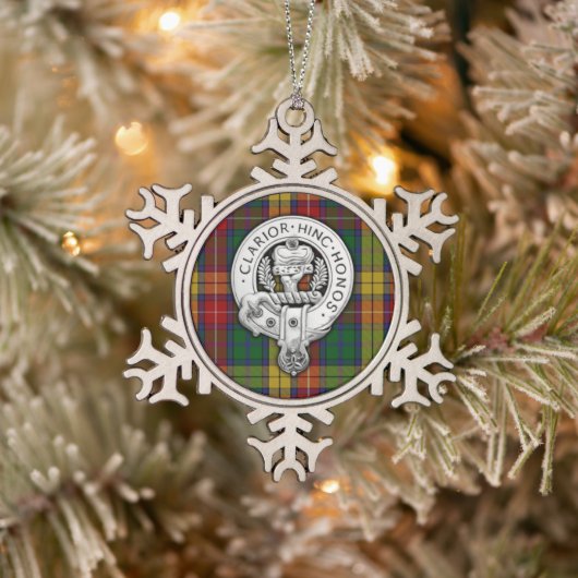 Clan Buchanan Crest & Tartan Tin Sneeuwvlok Ornament (Boom)