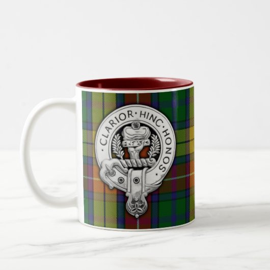 Clan Buchanan Crest & Tartan Tweekleurige Koffiemok (Links)