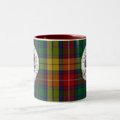 Clan Buchanan Crest & Tartan Tweekleurige Koffiemok (Center)