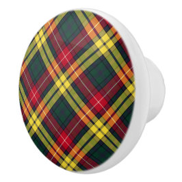 Clan Buchanan Geel en Groen Schots Plaid Keramische Knop