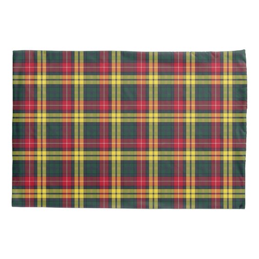 Clan Buchanan Geel, Groen en Rood Schots Plaid Kussensloop (Achterkant)