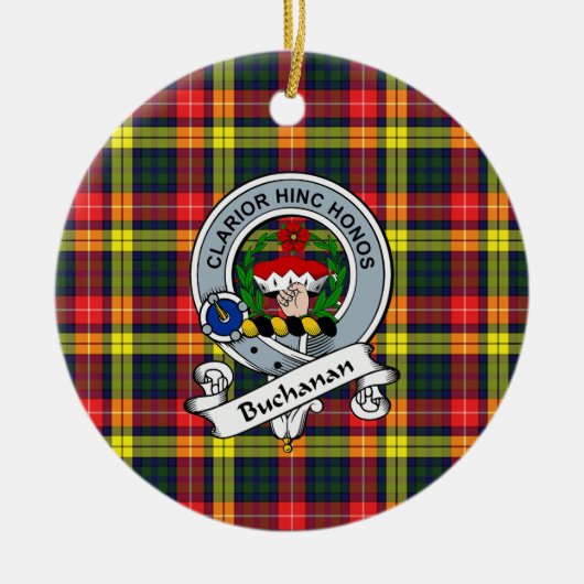 Clan Buchanan Modern Badge Tartan Pset Keramisch Ornament (Voorkant)