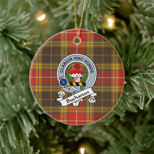 Clan Buchanan Old Set Weathered Badge Tartan Pset Keramisch Ornament (Boom)