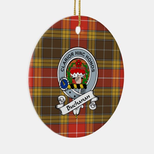 Clan Buchanan Old Set Weathered Badge Tartan Pset Keramisch Ornament (Rechts)