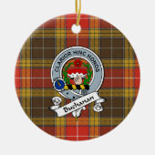 Clan Buchanan Old Set Weathered Badge Tartan Pset Keramisch Ornament (Voorkant)