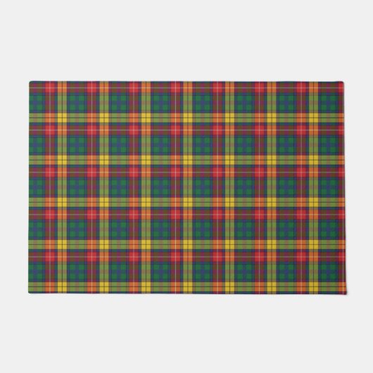 Clan Buchanan Plaid Groen Rood Geel Check Tartan Deurmat (Voorkant)