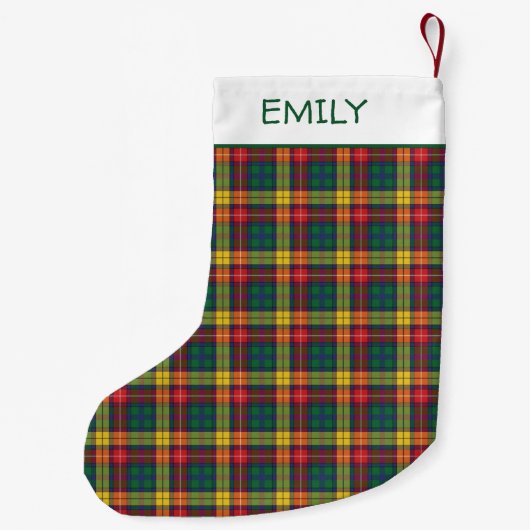 Clan Buchanan Plaid Persoonlijke naam Tartan Kleine Kerstsok (Achterkant)