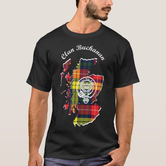 Clan Buchanan Scotland Map Crest Classic T-Shirt (Voorkant)