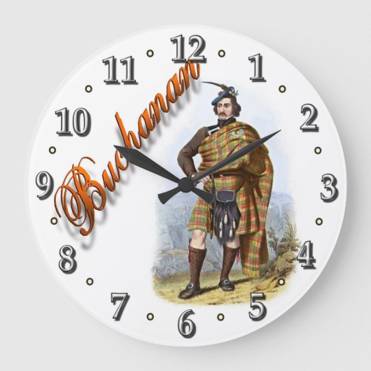 Clan Buchanan Scottish Dream Clock Grote Klok (Voorkant)