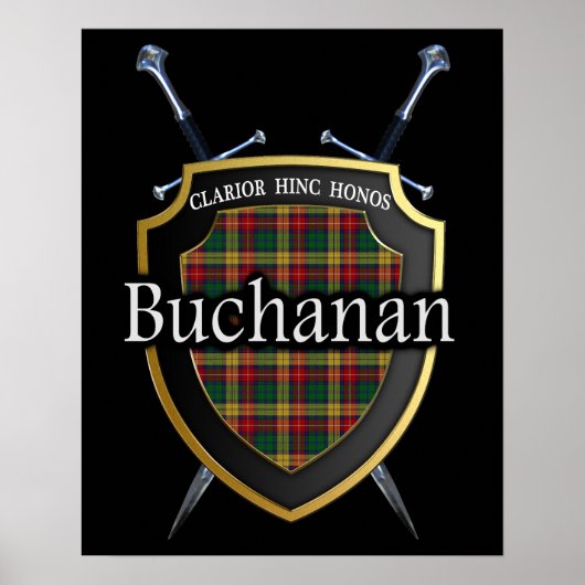 Clan Buchanan Scottish Shield & Swords Poster (Voorkant)