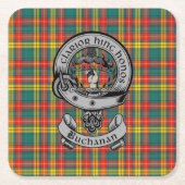 Clan Buchanan Tartan & Crest Kartonnen Onderzetters (Voorkant)