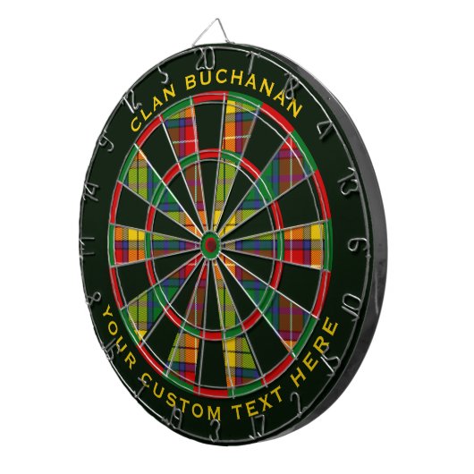 Clan Buchanan Tartan Dartbord (Voorkant Rechts)