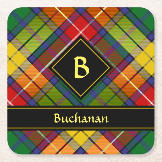 Clan Buchanan Tartan Kartonnen Onderzetters (Voorkant)