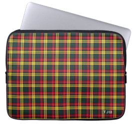 Clan Buchanan Tartan Kleurrijke Plaid Monogram Laptop Sleeve