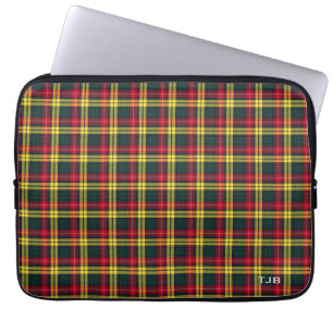 Clan Buchanan Tartan Kleurrijke Plaid Monogram Laptop Sleeve