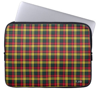 Clan Buchanan Tartan Kleurrijke Plaid Monogram Laptop Sleeve
