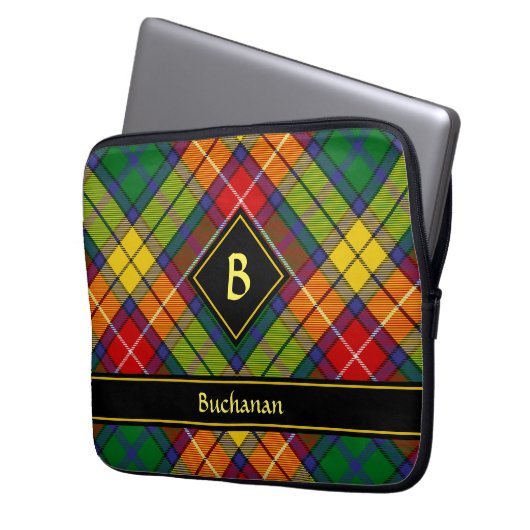 Clan Buchanan Tartan Laptop Sleeve (Voorkant Links)