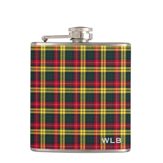 Clan Buchanan Tartan Monogram Heupfles (Voorkant)