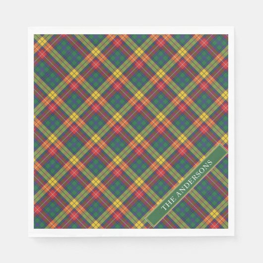 Clan Buchanan Tartan Pset personaliseren Servet (Voorkant)