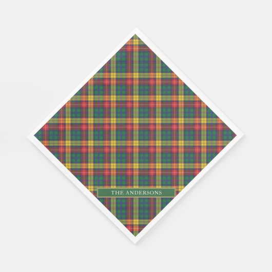 Clan Buchanan Tartan Pset personaliseren Servet (Hoek)