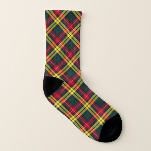 Clan Buchanan Tartan Red, geel en groen speldenpak Sokken (Links binnenkant)