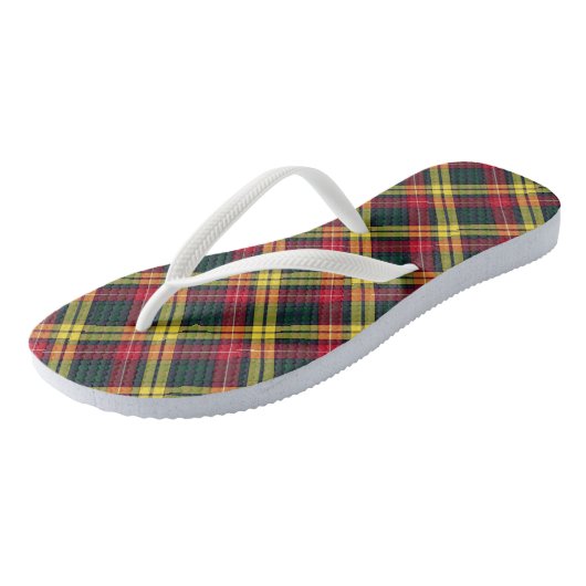 Clan Buchanan Tartan Red, geel en groen speldenpak Teenslippers (Schuin)