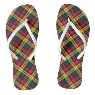 Clan Buchanan Tartan Red, geel en groen speldenpak Teenslippers