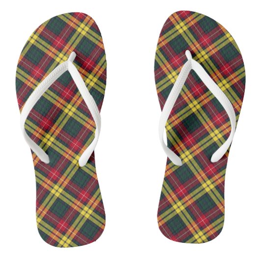 Clan Buchanan Tartan Red, geel en groen speldenpak Teenslippers (Voetbed)