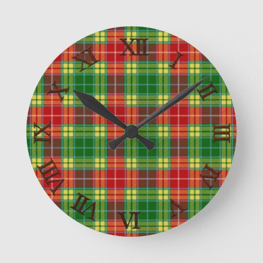 Clan Buchanan Tartan Ronde Klok (Voorkant)