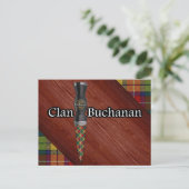 Clan Buchanan Tartan Sgian Dubh Blade Briefkaart (Staand voorkant)