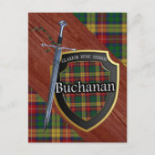 Clan Buchanan Tartan Sword & Shield Briefkaart (Voorkant)