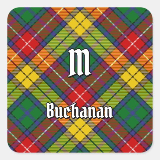 Clan Buchanan Tartan Vierkante Sticker (Voorkant)