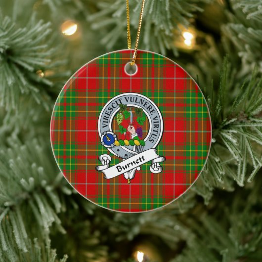 Clan Burnett Ancient Badge Tartan Keramisch Ornament (Boom)
