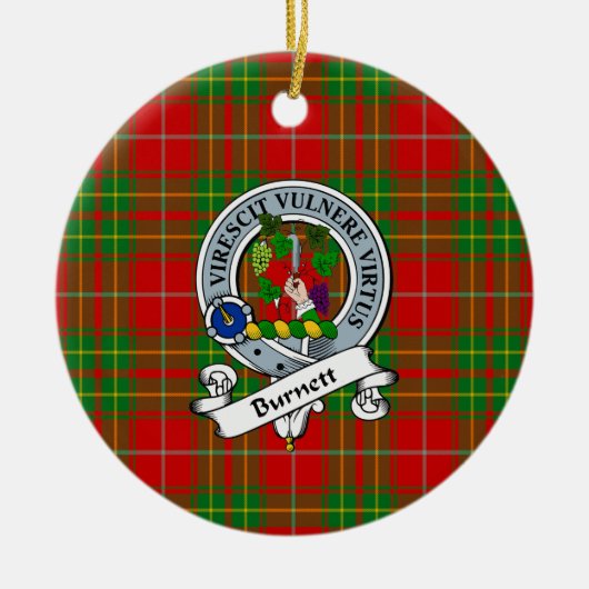 Clan Burnett Ancient Badge Tartan Keramisch Ornament (Voorkant)