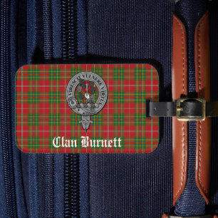 Clan Burnett Crest Badge & Schotse Tartan Bagagelabel
