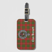Clan Burnett Crest Badge & Schotse Tartan Bagagelabel (Voorkant (verticaal))