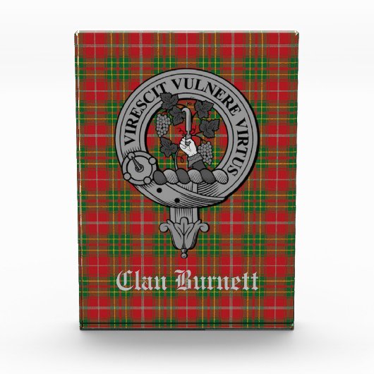 Clan Burnett Crest Badge & Tartan Acrylblok Fotoblokken (Voorkant)