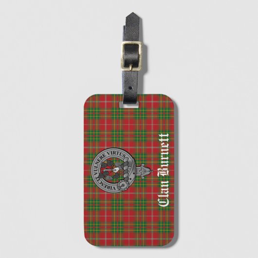 Clan Burnett Crest Badge & Tartan Bagagelabel (Voorkant (verticaal))
