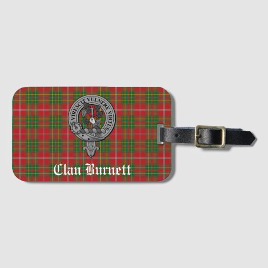 Clan Burnett Crest Badge & Tartan Bagagelabel (Voorkant (horizontaal))