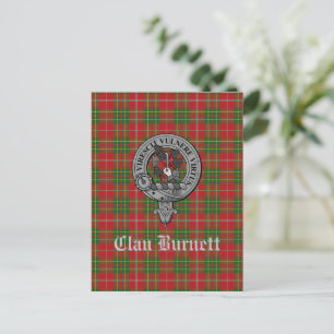 Clan Burnett Crest Badge & Tartan Briefkaart