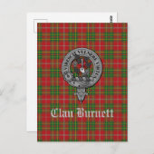 Clan Burnett Crest Badge & Tartan Briefkaart (Voorkant / Achterkant)