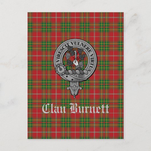 Clan Burnett Crest Badge & Tartan Briefkaart (Voorkant)